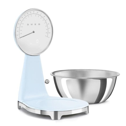 Smeg KSF01PBWW Elektronische Küchenwaage 5 kg, 1 g, Blau, Analog/LCD, Lithium-Ion Akku