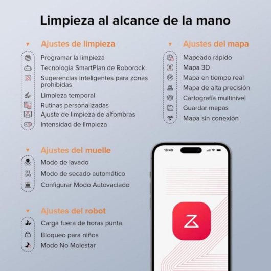 Robot Aspirador Roborock Qrevo Edge S5A con mopa FlexiArm, 18500 Pa y autolimpieza