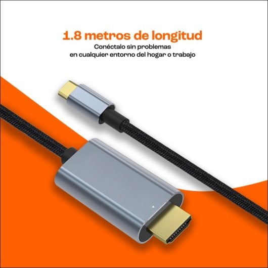 PcCom Essential Cable USB-C a HDMI 8K 60Hz 1.8m Negro