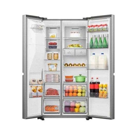 Frigorífico Hisense Americano 179cm 632L E Inox Dispensador Agua y Hielo WiFi No Frost