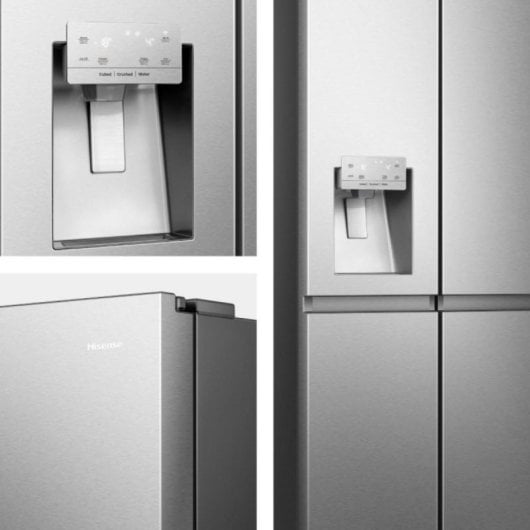 Frigorífico Hisense Americano 179cm 632L E Inox Dispensador Agua y Hielo WiFi No Frost