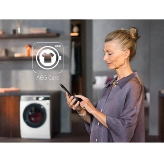 Máquina de Lavar Roupa AEG LFR9514L6U 10kg 1400rpm Classe A Branca Painel Preto Connected PowerCare Vapor
