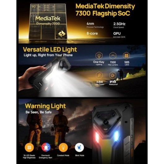 Smartphone Ulefone Armor 34 Pro 32GB RAM 512GB 5G Proyector Batería 25500mAh