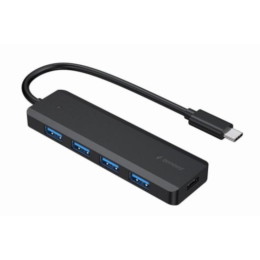Hub USB Type-C 4 puertos USB 3.2 Gen 1 velocidad 5Gbps negro cable 0.15m