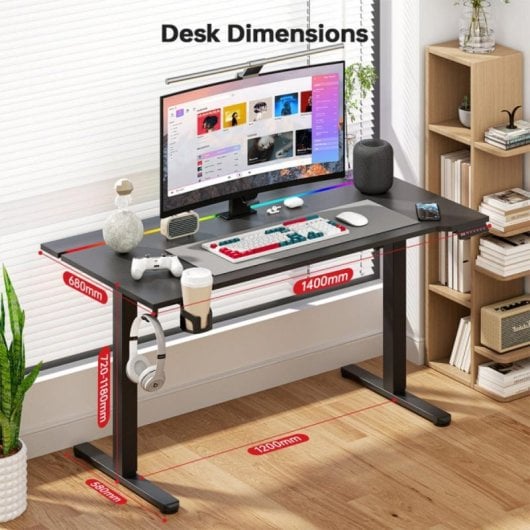 Bureau Gaming ACGAM 140cm Aluminium et Bois avec LED RGB et USB