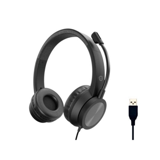 Auriculares Conceptronic con cable USB tipo A, Cancelación de Ruido, Micrófono Boom, Negros