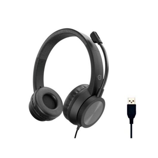 Auriculares Conceptronic POLONA05B com cabo USB A, Cancelamento de Ruído, Microfone Boom, Preto