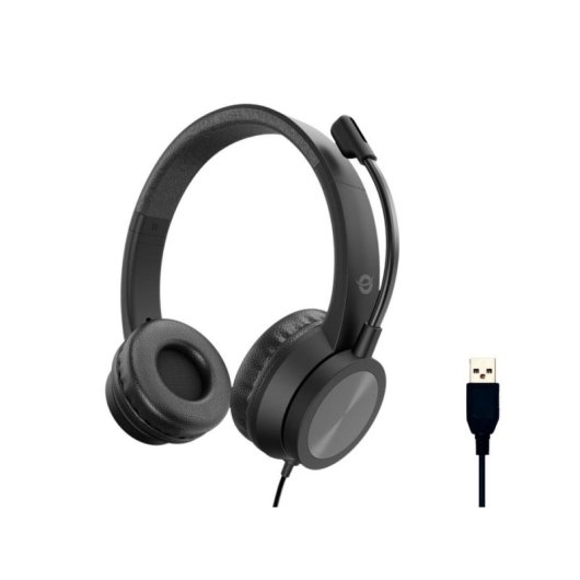 Auriculares Conceptronic POLONA05B com cabo USB A, Cancelamento de Ruído, Microfone Boom, Preto