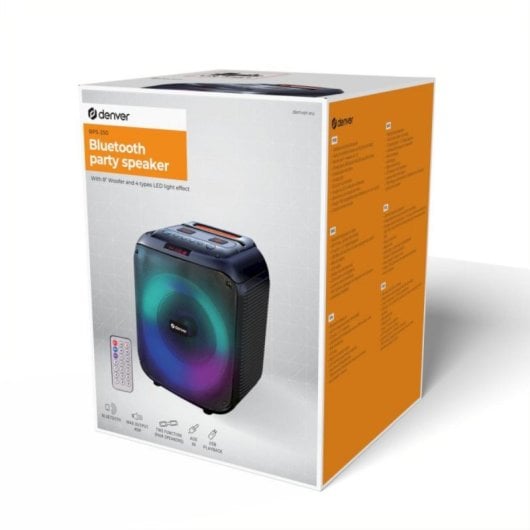 Altavoces Denver portátil estéreo inalámbricos 40W Bluetooth LED y microSD