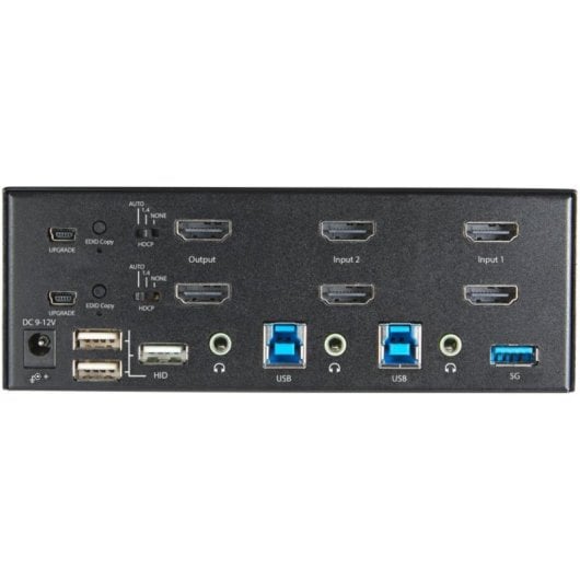 Startech Switch KVM 2 Puertos HDMI 2.0 4K Dual Monitor Hub USB 3.0 Audio 7.1 HDR Negro