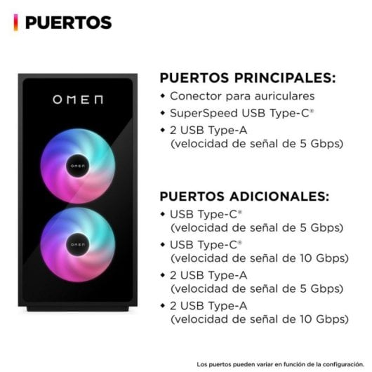 PC Sobremesa HP OMEN 35L GT16-0093ns i5-14400F 32GB 1TB SSD RTX 5060 Ti Wi-Fi 6E W11