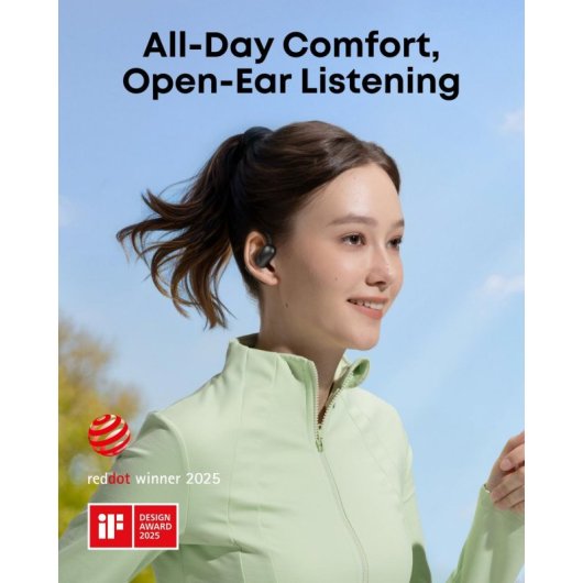 Auricolari Soundcore AeroFit 2 wireless Bluetooth 5.4 con microfono integrato e impermeabili neri