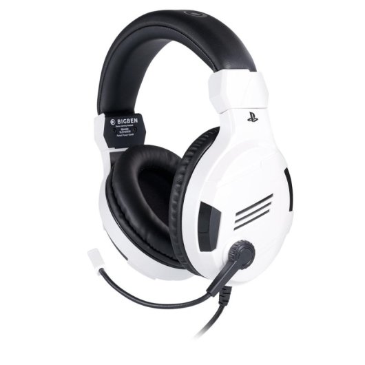 Auriculares Big Ben con cable, micrófono boom, diadema, blanco y negro para gaming