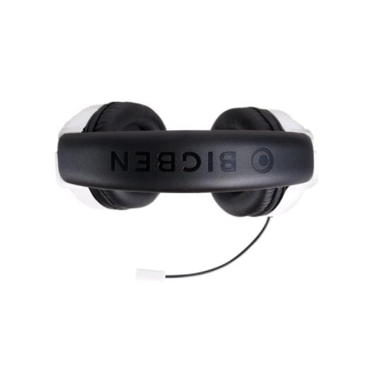 Auriculares Big Ben con cable, micrófono boom, diadema, blanco y negro para gaming