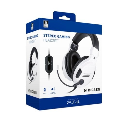 Auriculares Big Ben con cable, micrófono boom, diadema, blanco y negro para gaming