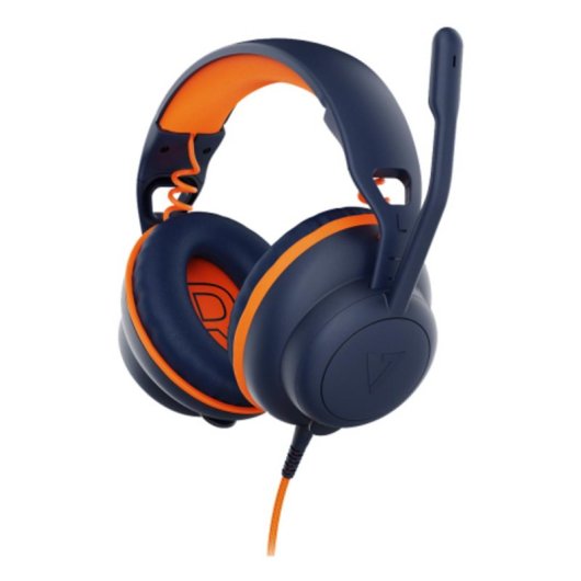 Auriculares V7 con cable USB-A/USB-C y 3.5mm, Cancelación de Ruido, Micrófono Boom, Azul Naranja