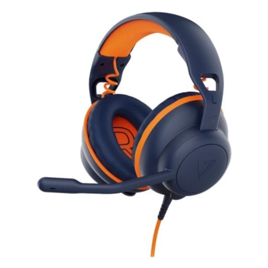Auriculares V7 con cable USB-A/USB-C y 3.5mm, Cancelación de Ruido, Micrófono Boom, Azul Naranja
