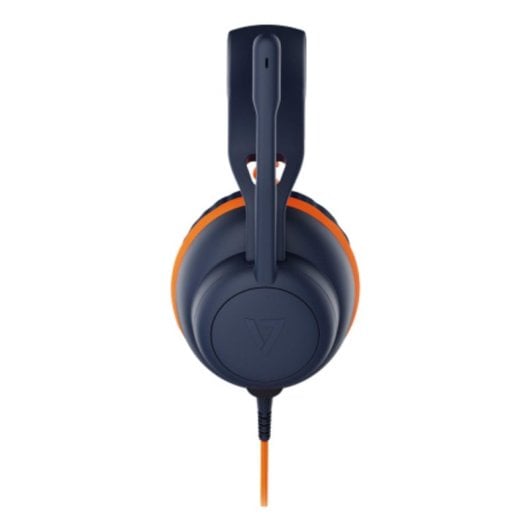 Auriculares V7 con cable USB-A/USB-C y 3.5mm, Cancelación de Ruido, Micrófono Boom, Azul Naranja