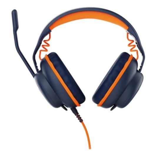 Auriculares V7 con cable USB-A/USB-C y 3.5mm, Cancelación de Ruido, Micrófono Boom, Azul Naranja