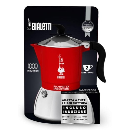 Espressokocher Bialetti Fiammetta Induction 0,1L 2 Tassen Rot aus Edelstahl