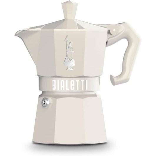 Cafetera Italiana Bialetti Moka Exclusive 3 Tazas Aluminio Crema Mango Termoplástico