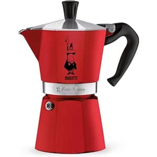 Cafetera Moka Bialetti Moka Express 6 tazas Aluminio Rojo Válvula de seguridad