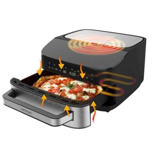 Horno elektrisch Cecotec Pizza&Fry 7000 7L Schwarz mit Touchscreen und Pizzastein