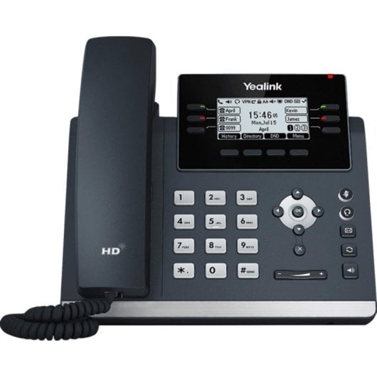 Yealink SIP T42U Telefone IP com 12 Contas SIP, LCD 2.7", VoIP Gigabit e Wi-Fi Cinzento