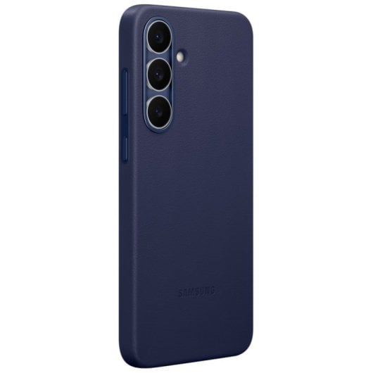 Capa de couro vegan Samsung Kindsuit azul escuro para Galaxy S25 FE