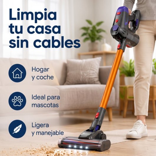 Aspirateur sans Fil Origial CycloneClean 22.2V LED 180W 45min Filtre HEPA Accessoires