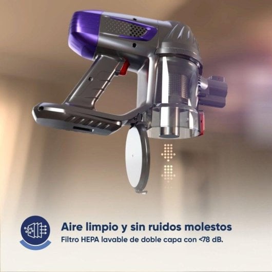 Aspirador sem Fio Origial CycloneClean 22.2V LED 180W 45min Filtro HEPA 800ml Acessórios