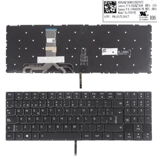 Teclado para portátil Lenovo Legion Y520 Y520-15ikb R720 R720-15ikb preto com retroiluminação