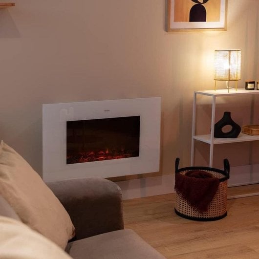 Elektrokamin Cecotec ReadyWarm 3590 Flames Connected White 2000W WiFi Glasplatte