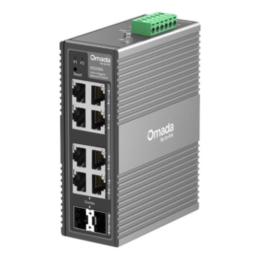 Switch Gestionado TP-Link Omada IES208G, 6x RJ45 Gigabit, 2x SFP, QoS, Montaje en Pared y DIN, Fuente DC