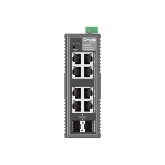 Switch Gestionado TP-Link Omada IES208G, 6x RJ45 Gigabit, 2x SFP, QoS, Montaje en Pared y DIN, Fuente DC