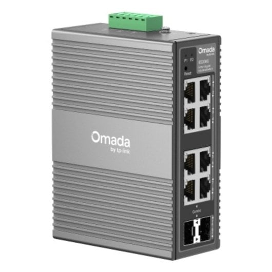 Switch Gestionado TP-Link Omada IES208G, 6x RJ45 Gigabit, 2x SFP, QoS, Montaje en Pared y DIN, Fuente DC