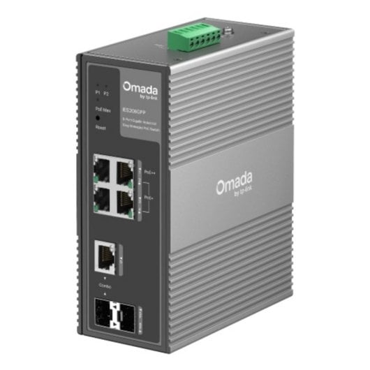 Switch gestionado TP-Link IES206GPP 4x RJ-45 Gigabit, 1x SFP, PoE++ sin ventilador, montaje rack/parede, 12Gbps, rango i