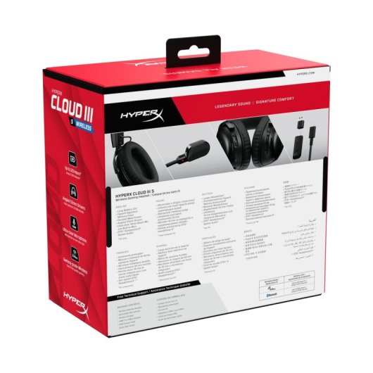Auriculares HyperX Cloud III S Wireless 2.4GHz/Bluetooth con micrófono y audio espacial Negro/Rojo