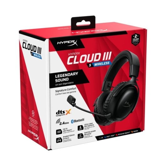 Auriculares HyperX Cloud III S Wireless 2.4GHz/Bluetooth con micrófono y audio espacial Negro/Rojo