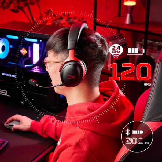 Auriculares HyperX Cloud III S Wireless 2.4GHz/Bluetooth con micrófono y audio espacial Negro/Rojo