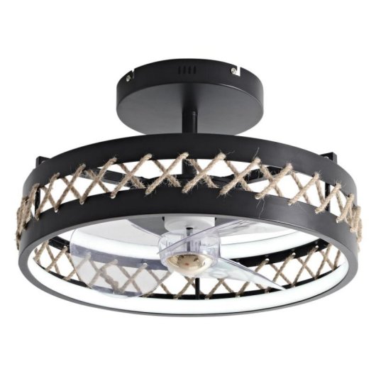 Ventilador de techo reversible CEILY ROPE DC 52W luz LED 6 velocidades y control Bluetooth