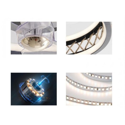 Ventilador de techo reversible CEILY ROPE DC 52W luz LED 6 velocidades y control Bluetooth