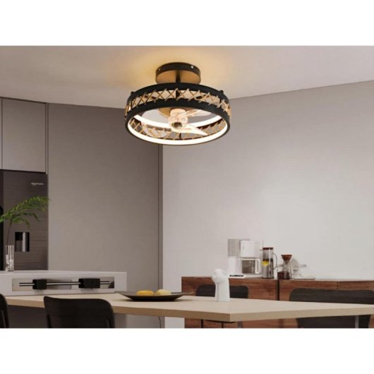 Ventilador de techo reversible CEILY ROPE DC 52W luz LED 6 velocidades y control Bluetooth