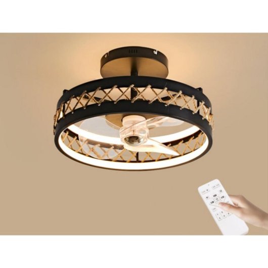 Ventilador de techo reversible CEILY ROPE DC 52W luz LED 6 velocidades y control Bluetooth