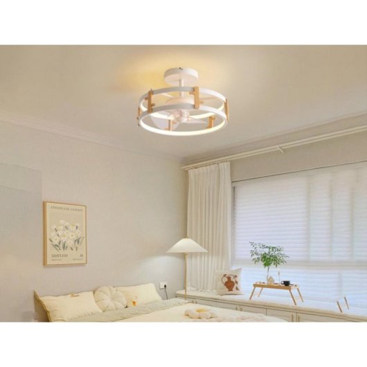 Ventilador de techo CEILY WOOD DC, luz LED 42W, 13W, 6 velocidades, Bluetooth/mando