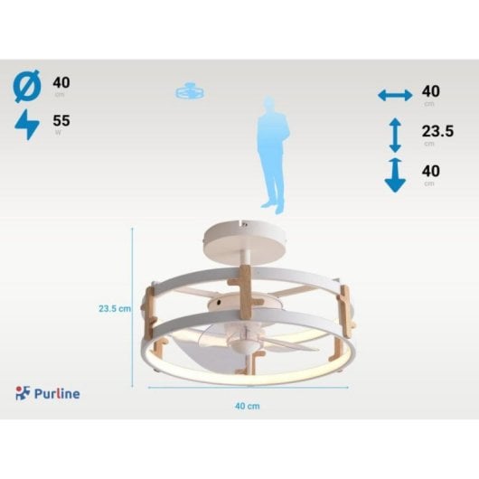 Ventilador de techo CEILY WOOD DC, luz LED 42W, 13W, 6 velocidades, Bluetooth/mando