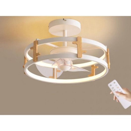 Ventilador de techo CEILY WOOD DC, luz LED 42W, 13W, 6 velocidades, Bluetooth/mando