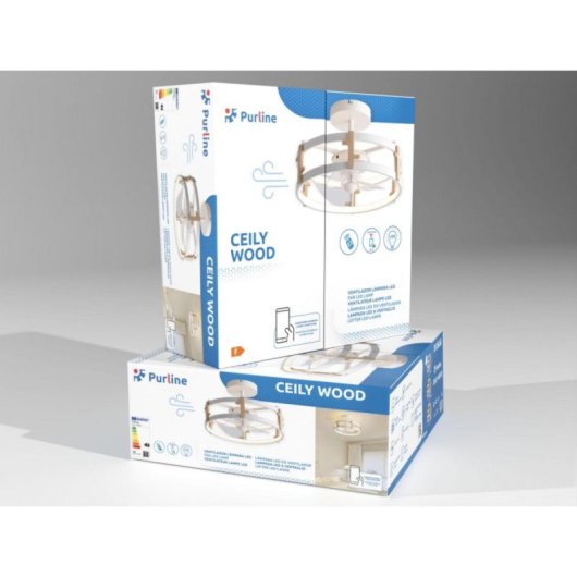 Ventilador de techo CEILY WOOD DC, luz LED 42W, 13W, 6 velocidades, Bluetooth/mando