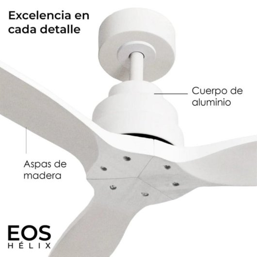 Ventilador de Techo HELIX 132cm Motor DC Ultrasilencioso Aspas Madera Haya Alexa App