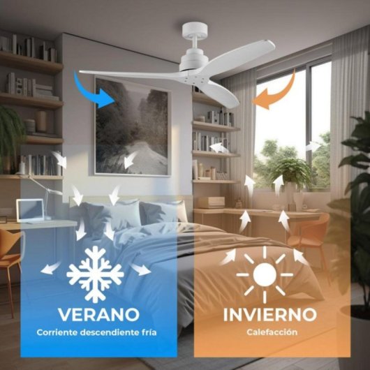Ventilador de Techo HELIX 132cm Motor DC Ultrasilencioso Aspas Madera Haya Alexa App